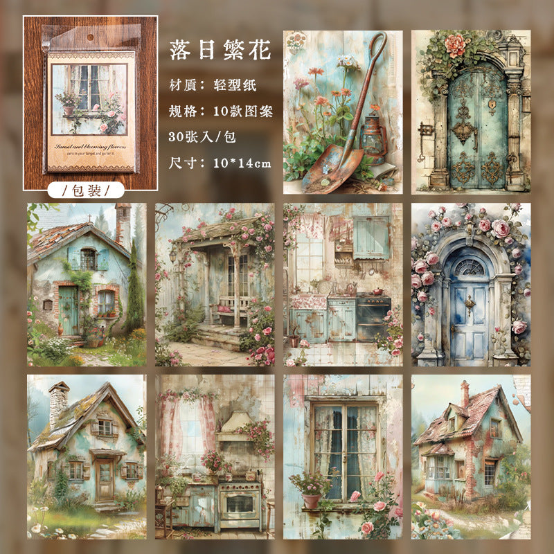 Sunset Forest Collage Decoration Material Paper, 10 Pcs - ViktaShop