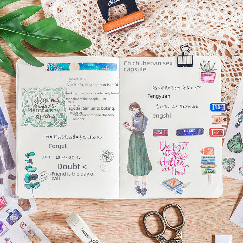 Small Fresh Flat DIY Stickers, 3 Sheets - ViktaShop