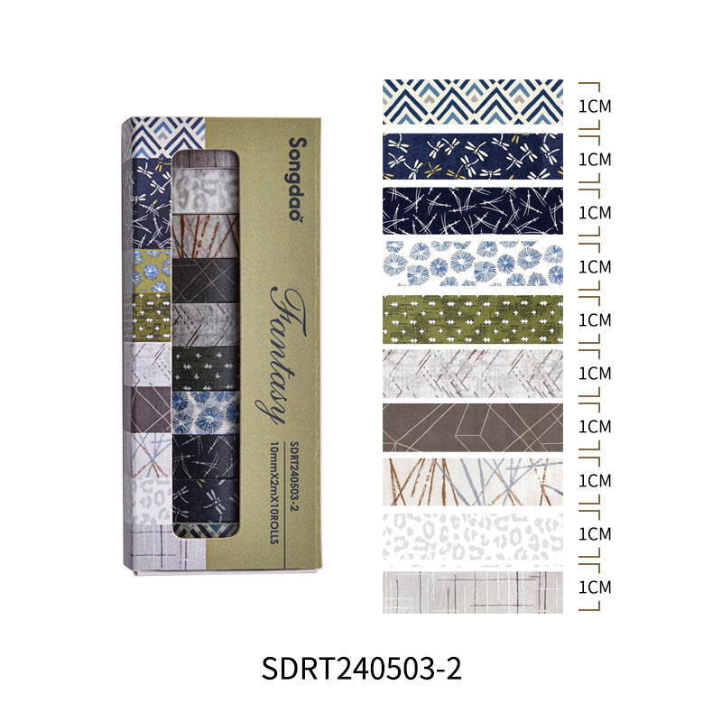 Fantasy Series & Paper Tape Suit, Retro Style, 10 Rolls - ViktaShop