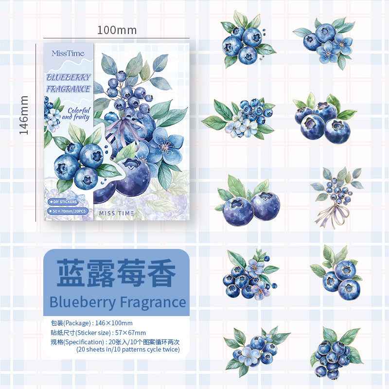 Fruit Series PET Gold Stickers - 20 Pcs