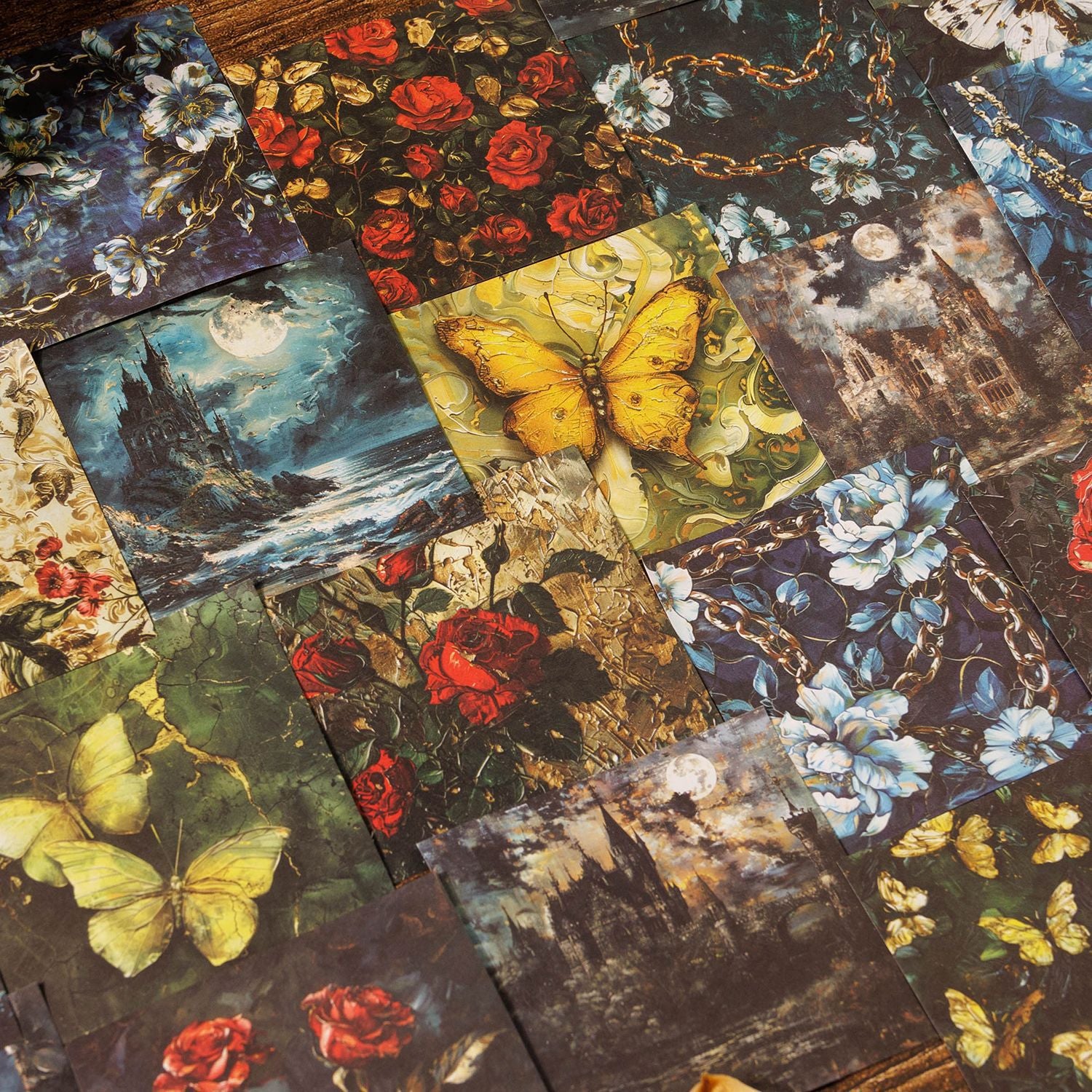 Ancient Forest Notes, Retro Gothic Style, Butterfly and Flowers, 30 Pcs - ViktaShop