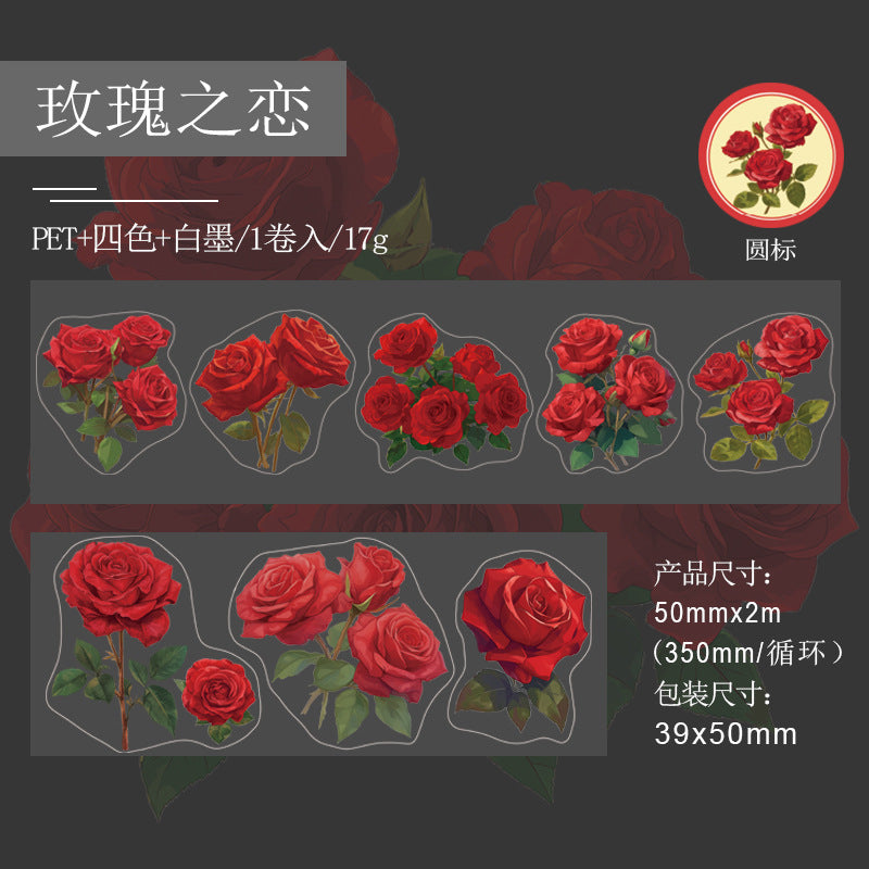 PET Plant Flower Sticker – Material Decoration Collage Tape, 3.5m - ViktaShop