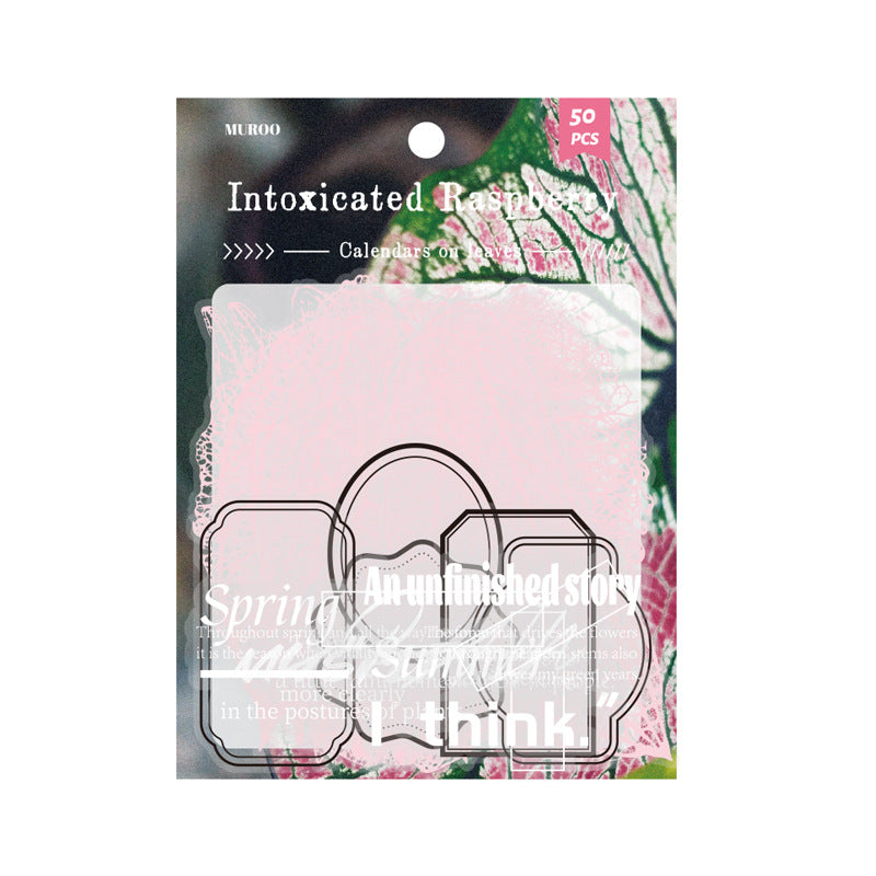 PET Sticker Bag - Wood Feather Calendar Series, Intoxicated Raspberry, 4 Options - ViktaShop