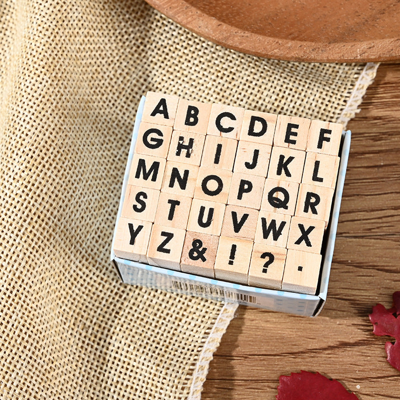 Wooden Stamp Set – English Journal DIY Diary Seals, 4 Options - ViktaShop