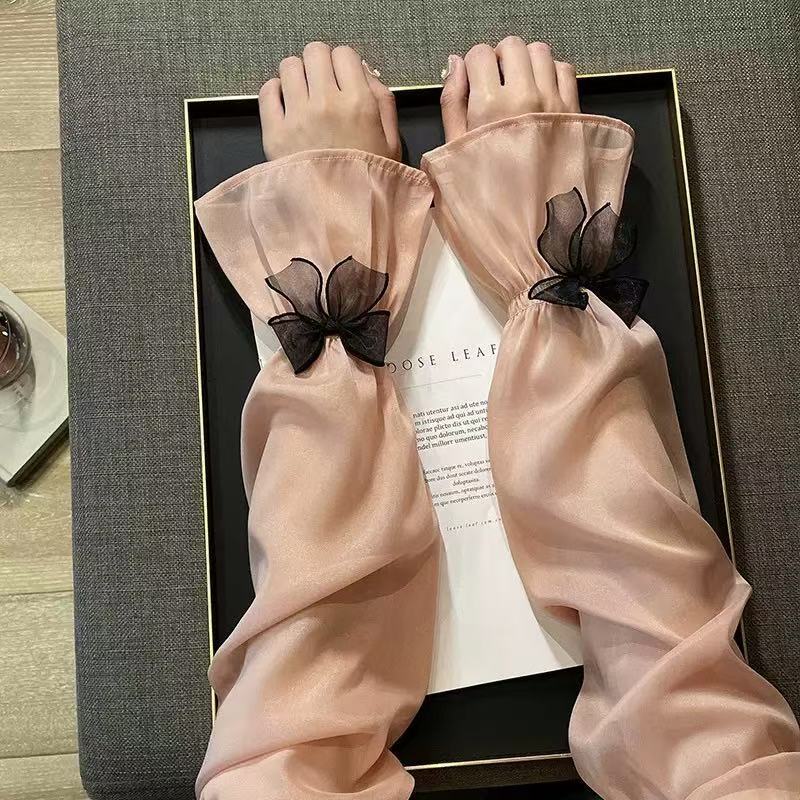 Summer Mesh Bow Ice Silk Sleeve - Flared Design - ViktaShop