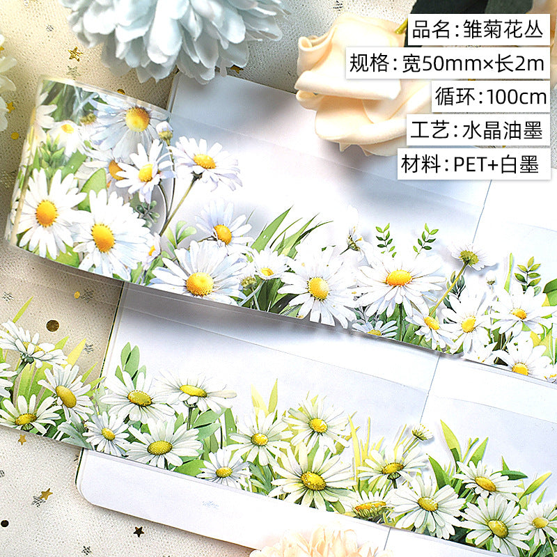 Antique Floral PET Tape – Vintage Landscape Hemp Stickers for Scrapbooking, 2m - ViktaShop