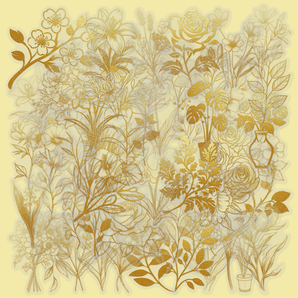 Golden Plant Stickers – Waterproof Decorative Stickers, 50 Pcs - ViktaShop