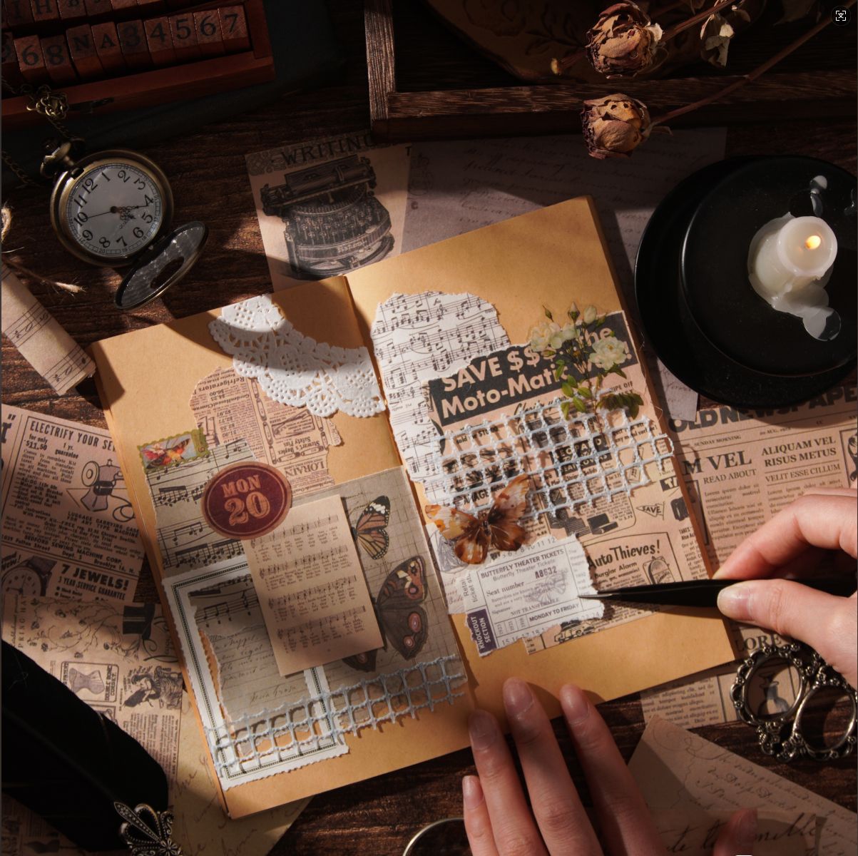 Writable Collage Paper – European Retro Series, 4 Options - ViktaShop