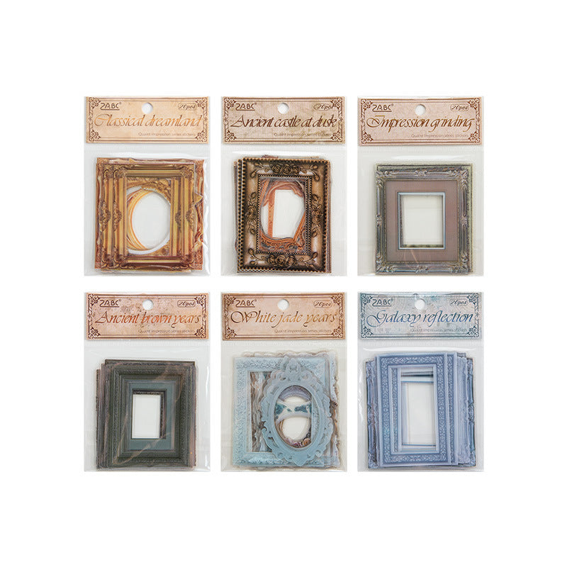 Antique Impression PET Stickers – Retro Frame & Border Design, 6 Options - ViktaShop