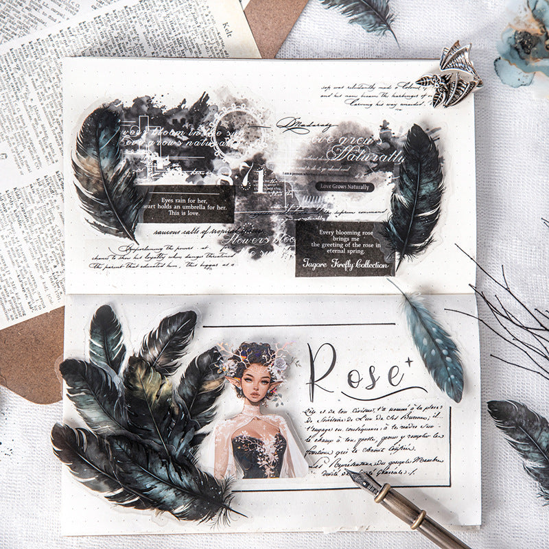Feather PET Stickers – Fallen Feather, DIY Decoration Pack, 25 Pcs - ViktaShop