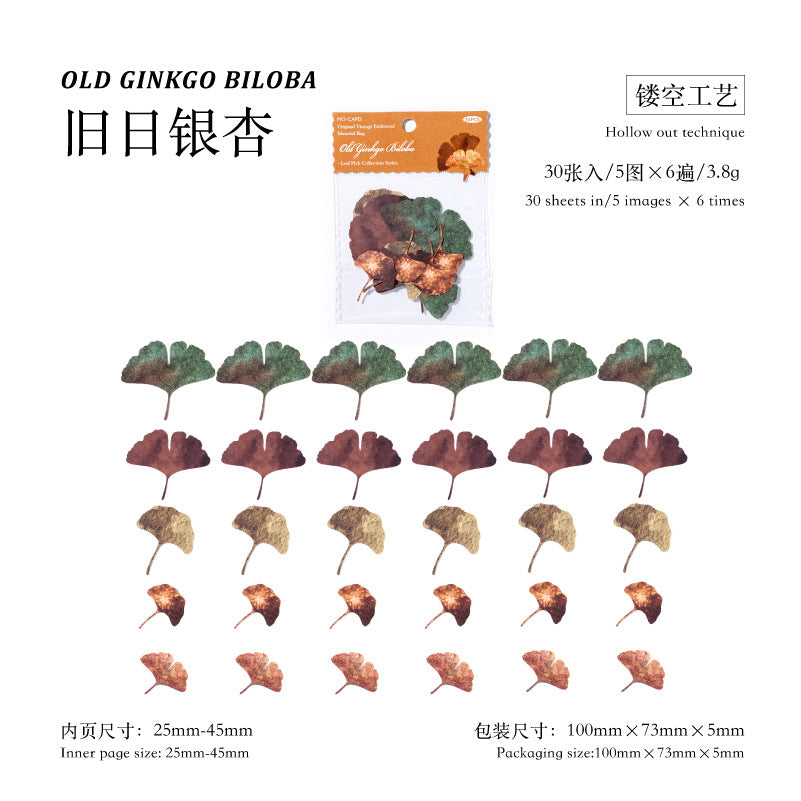 White Kraft Paper Hollow Material - Leaf Pickup Series, 30 Sheets - ViktaShop