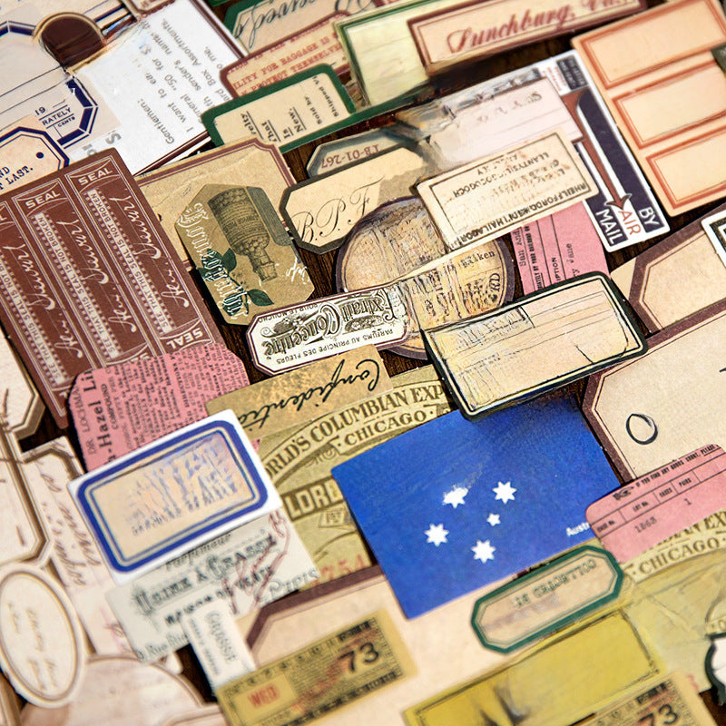 Sticker Material Package – Era Series Retro Label Journal Decoration, 1000 Pcs - ViktaShop