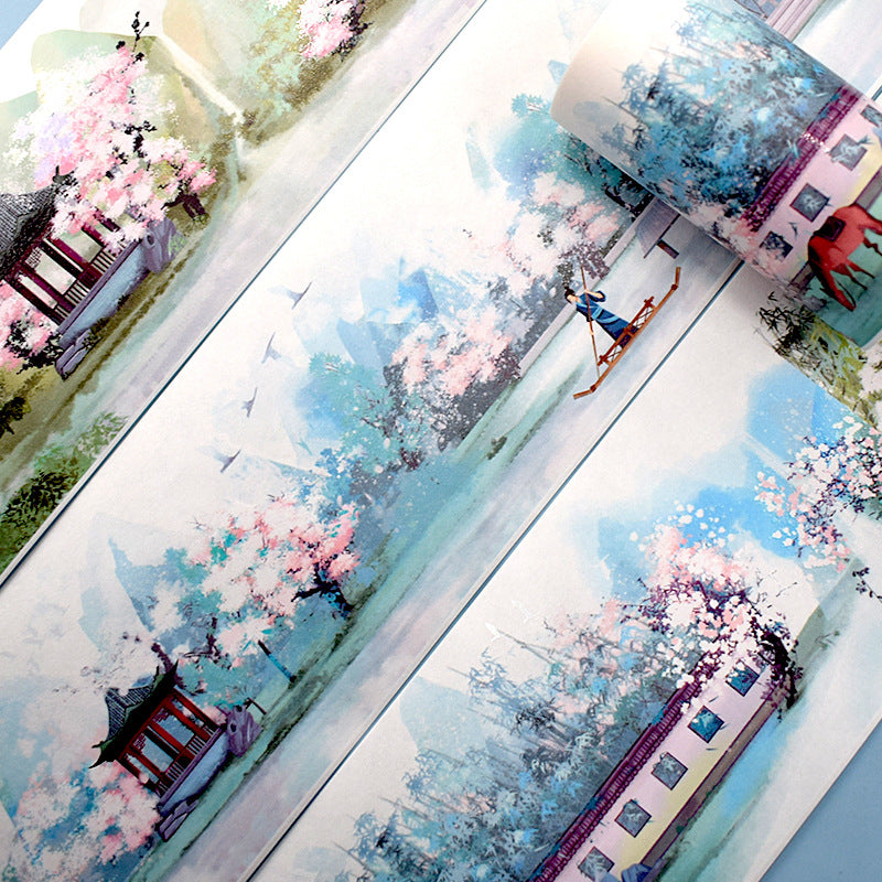 Vintage Landscape Scenery Tape - Retro Ancient Style Garden Culture - 2m - ViktaShop