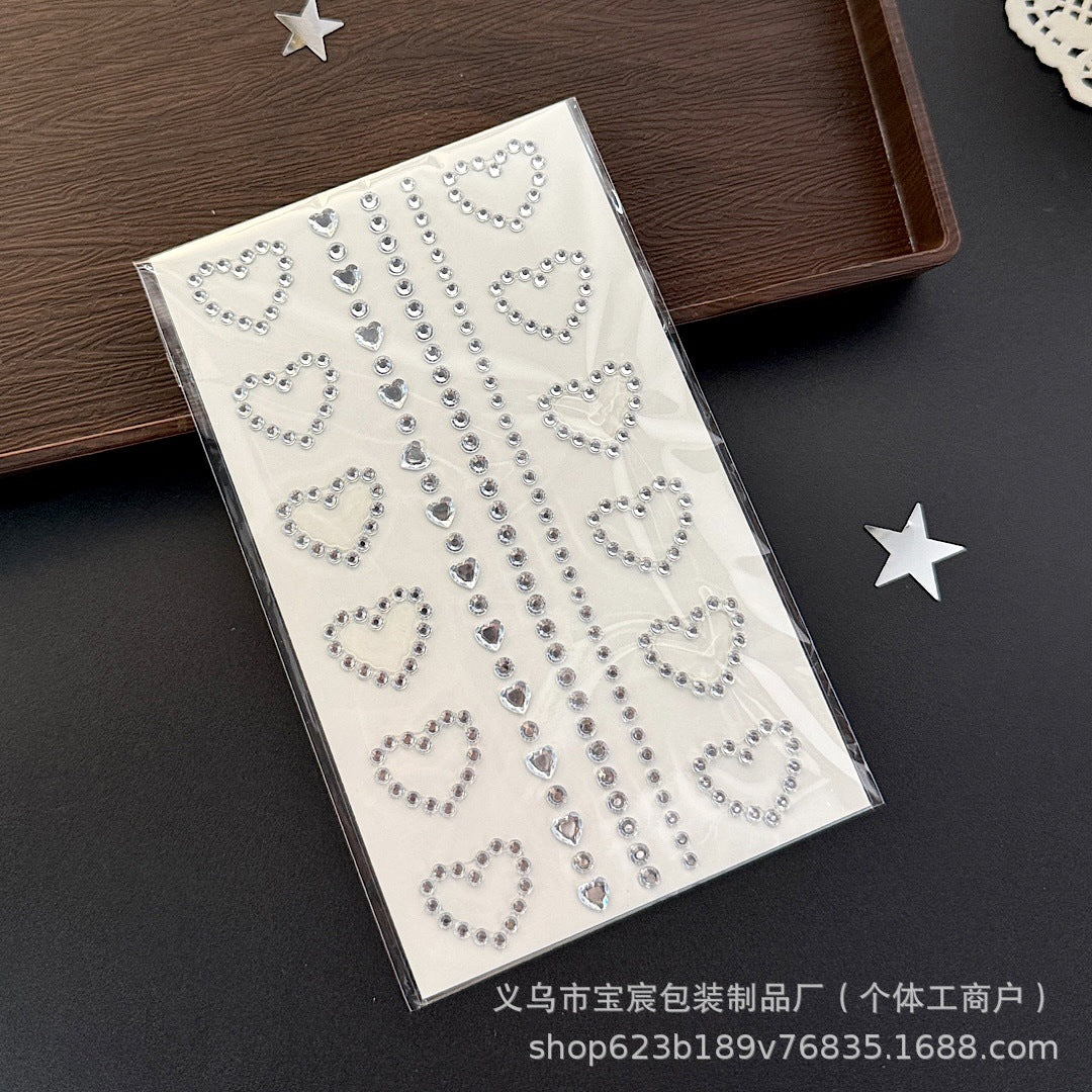 Love Star Rhinestone Stickers – 3D Heart & Bow, Girl Face Decoration - ViktaShop