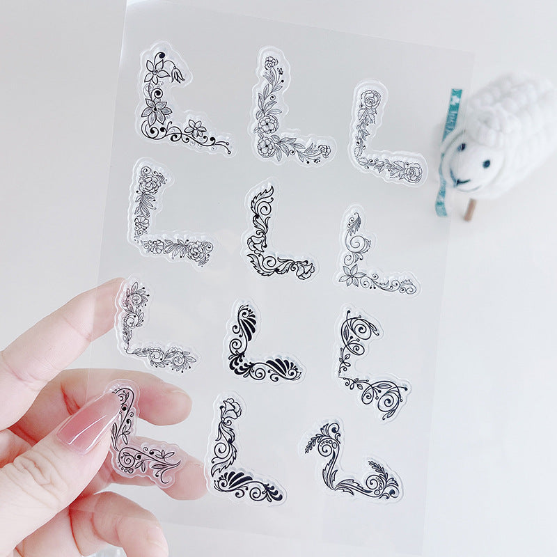 Corner Pattern Transparent Silicone Stamp – DIY PVC Decorative Seal - ViktaShop