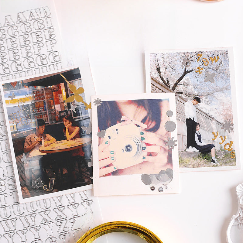 Bronzing Silver Alphanumeric Stickers - Gold & Silver Edge, Special Shapes - ViktaShop