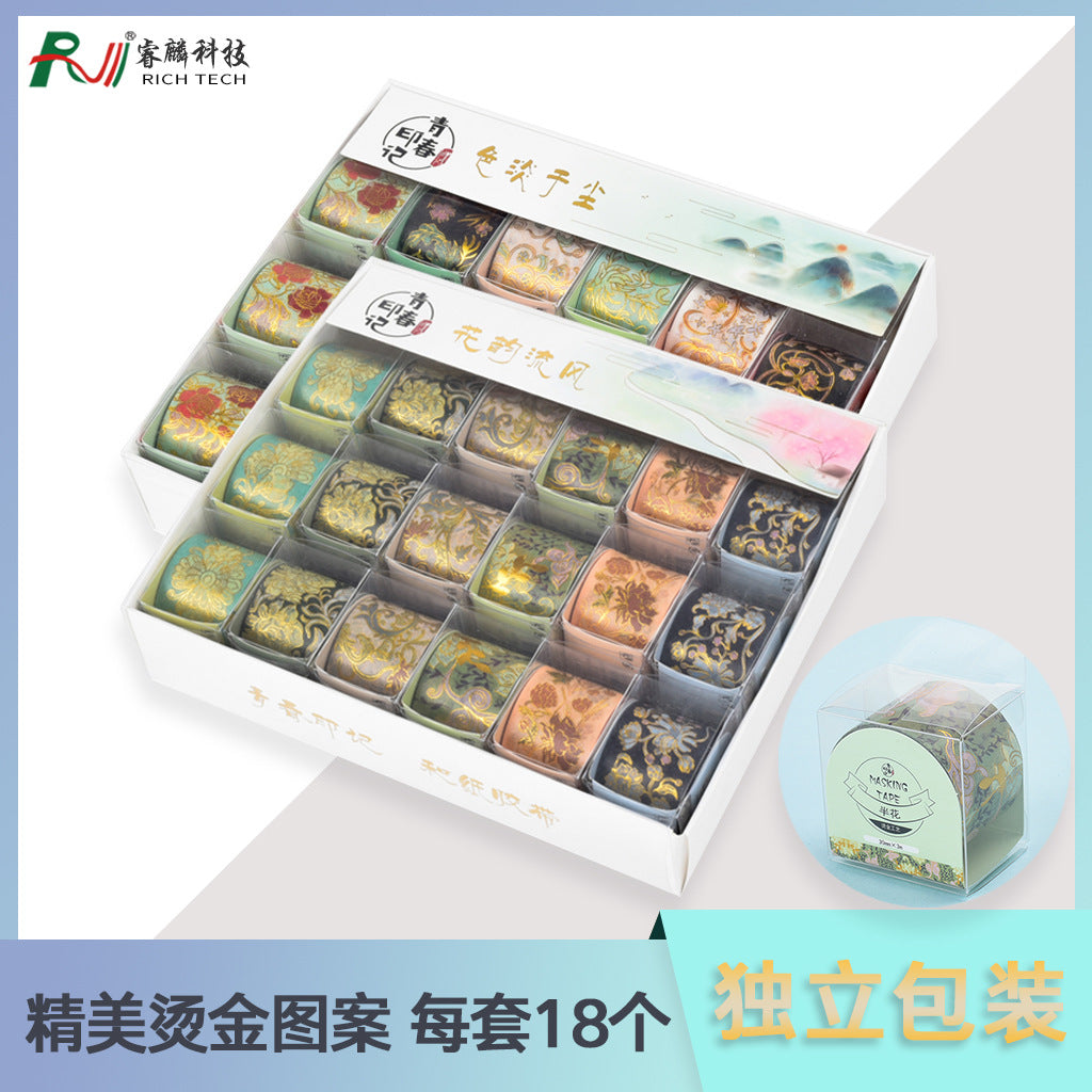 Ancient Style Flowers Bronzing Hand Tape, 3m - ViktaShop