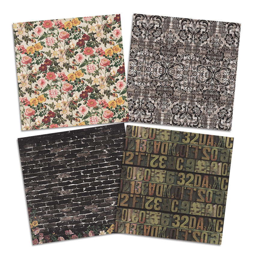 Vintage Pattern Background Paper – 24 Sheets - ViktaShop