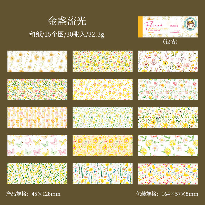 Dream Flower Room Series Sticker Book - Flower Theme - 30 pcs - ViktaShop