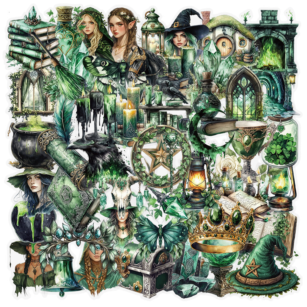 Forest Witch Stickers – Decorative Stickers, 50 Pcs - ViktaShop