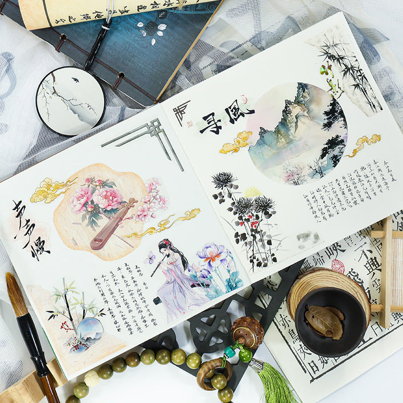 Retro Flower Hand Account Tape – Antique Material, PET Tape - 2m - ViktaShop