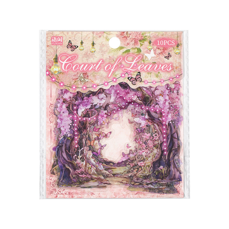 Leaf of the Court Series Plant & Bridge Collage PET Stickers, 4 Options - ViktaShop