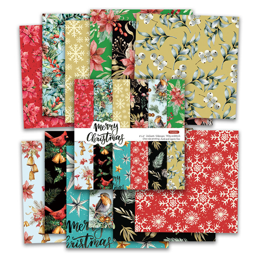 Christmas And Winter Single-Sided Pattern Paper - 24 Sheets - ViktaShop