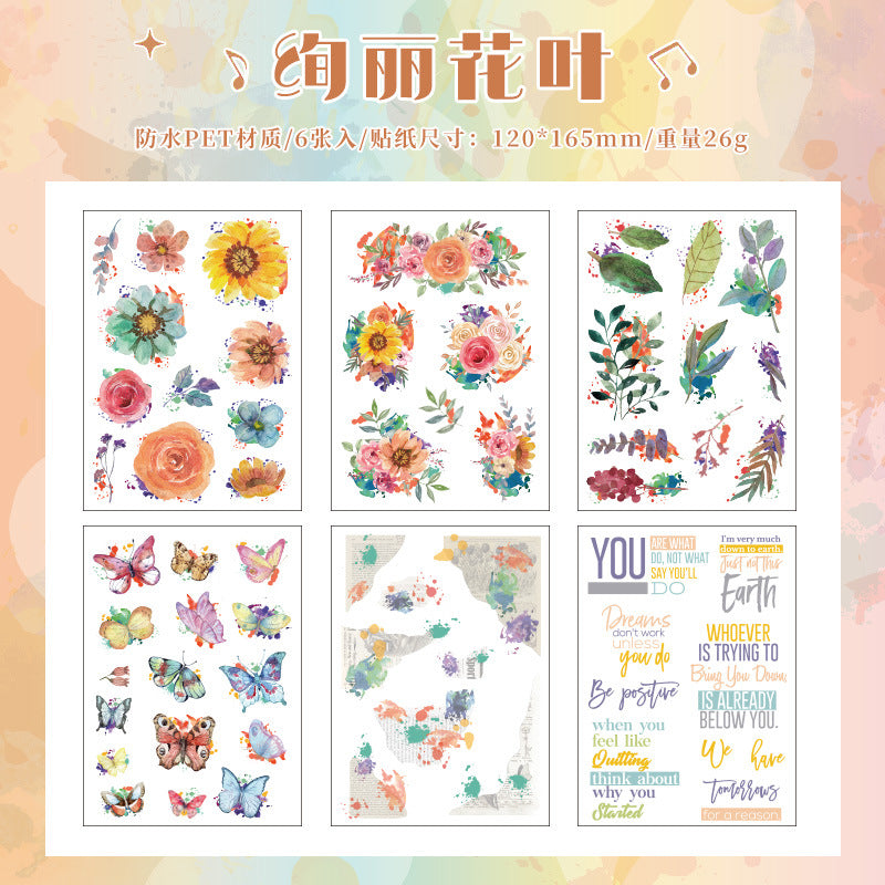 Flower, Butterfly & Green Leaf Cut Film PET Sticker Pack, 6 Options - ViktaShop