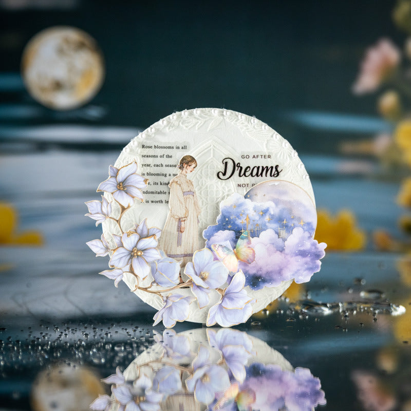 Hard Card Flower Stickers – Moon Flower Series, 6 Options - ViktaShop