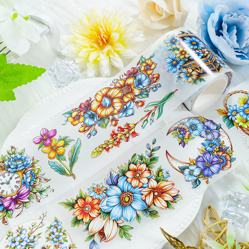 Retro Flower Hand Account Tape – Antique Material, PET Tape - 2m - ViktaShop