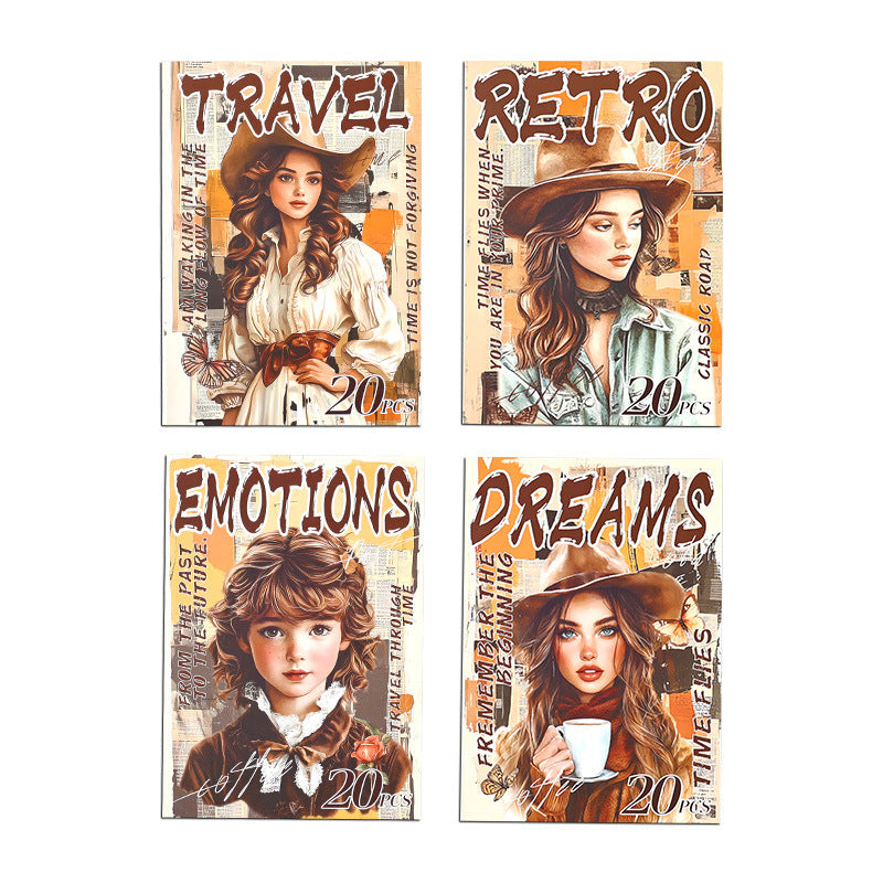 Retro PET Sticker Book - Retrospective Time Series - 20 pcs - ViktaShop