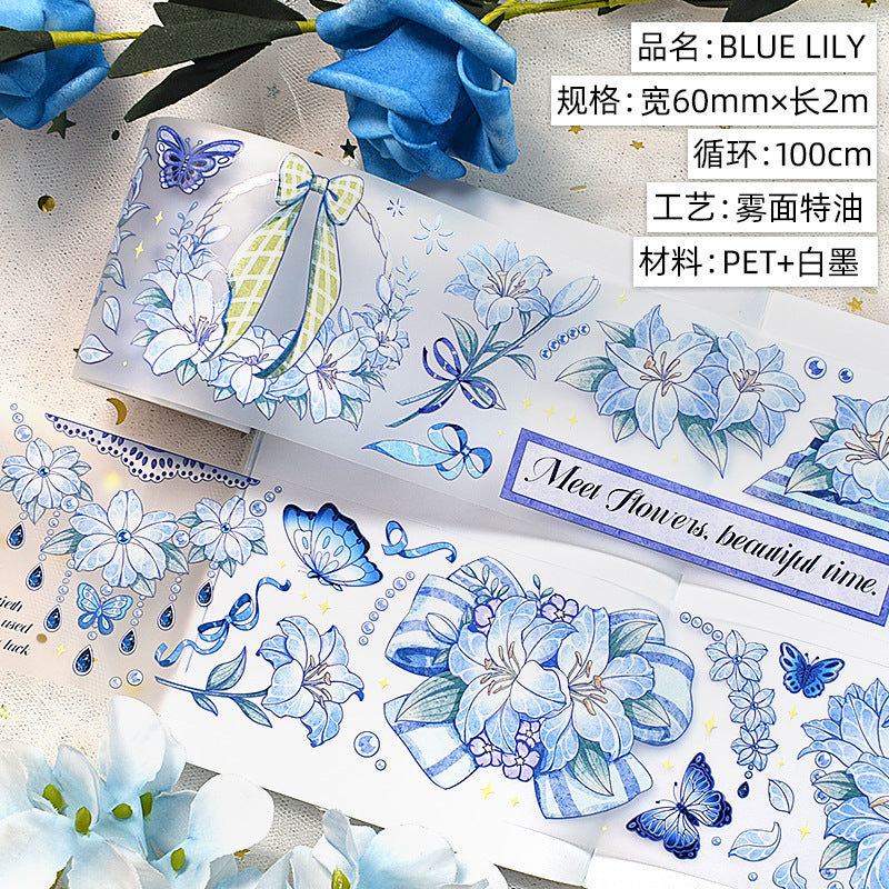 Modern Flower PET Tape – Decorative Floral Material, 2m - ViktaShop