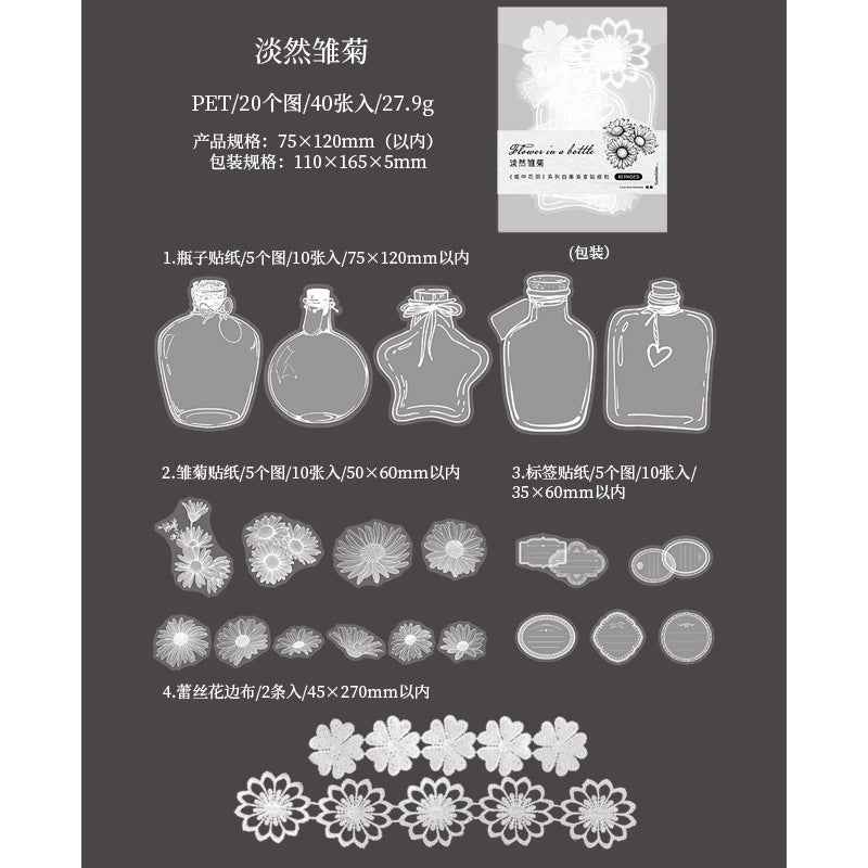 Flower Feather Series PET Stickers