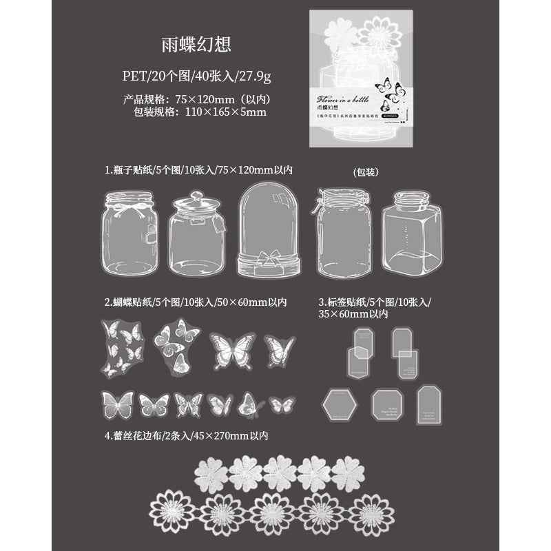 Flower Feather Series PET Stickers