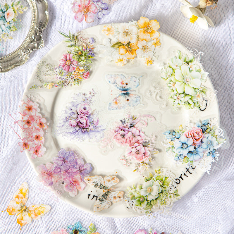 Hazy Weaving Flower Series PET Sticker, 10 Pcs - ViktaShop