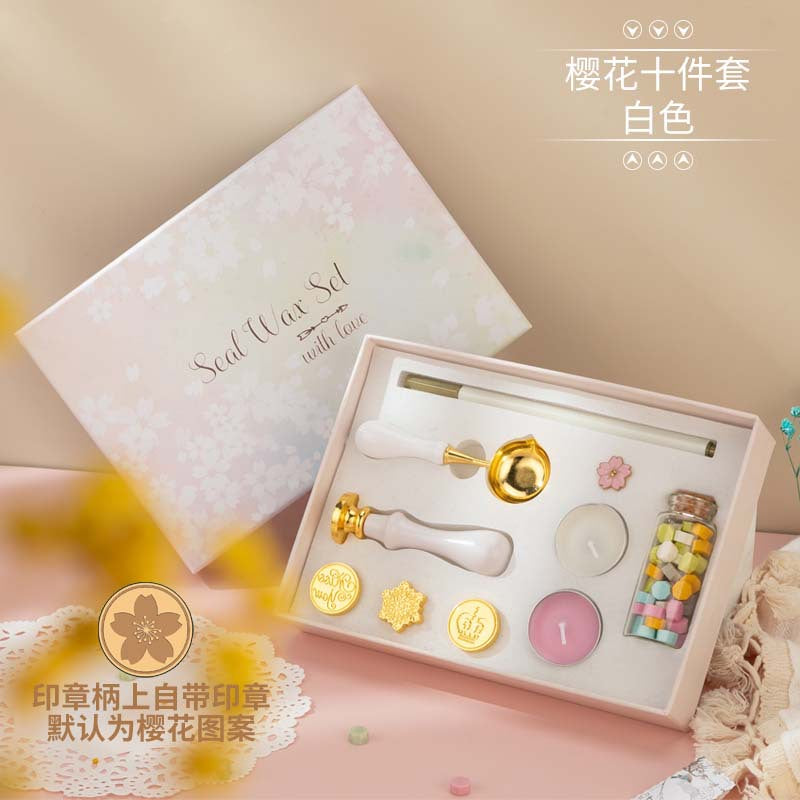 Cherry Blossom Fire Paint Seal Set – Complete Wax Seal Kit for Invitations & DIY - ViktaShop