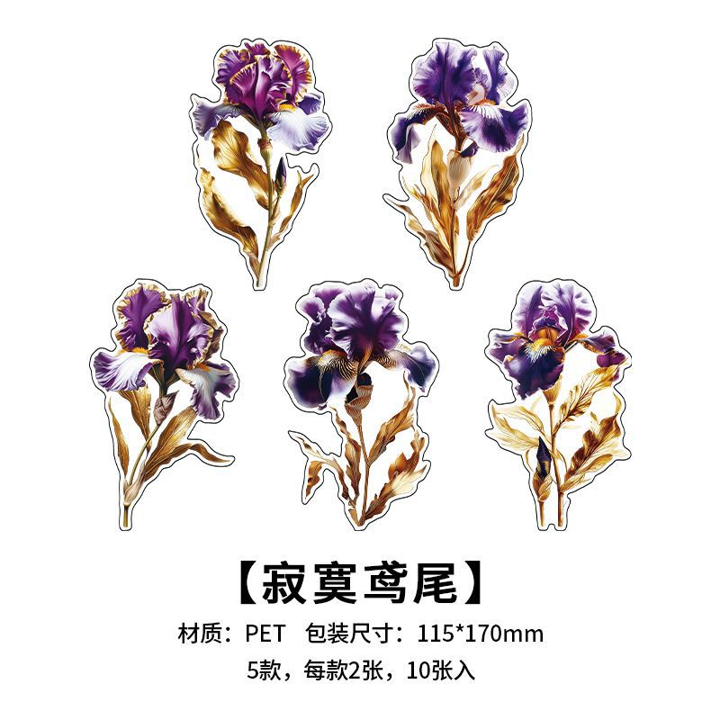 Dark Retro Floral Stickers PET Sticker Bag, 4 Options - ViktaShop