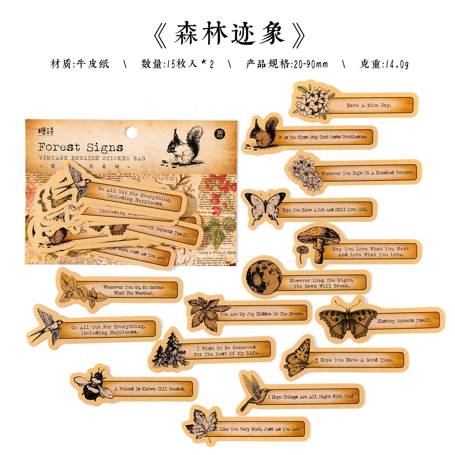 Retro English Sticker Pack - Time Series, 6 Options - ViktaShop