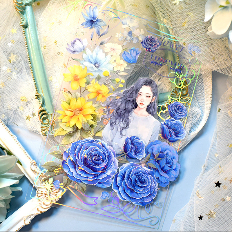 Retro Floral PET Tape - Shell Light Collage Journal Tape, 2m - ViktaShop