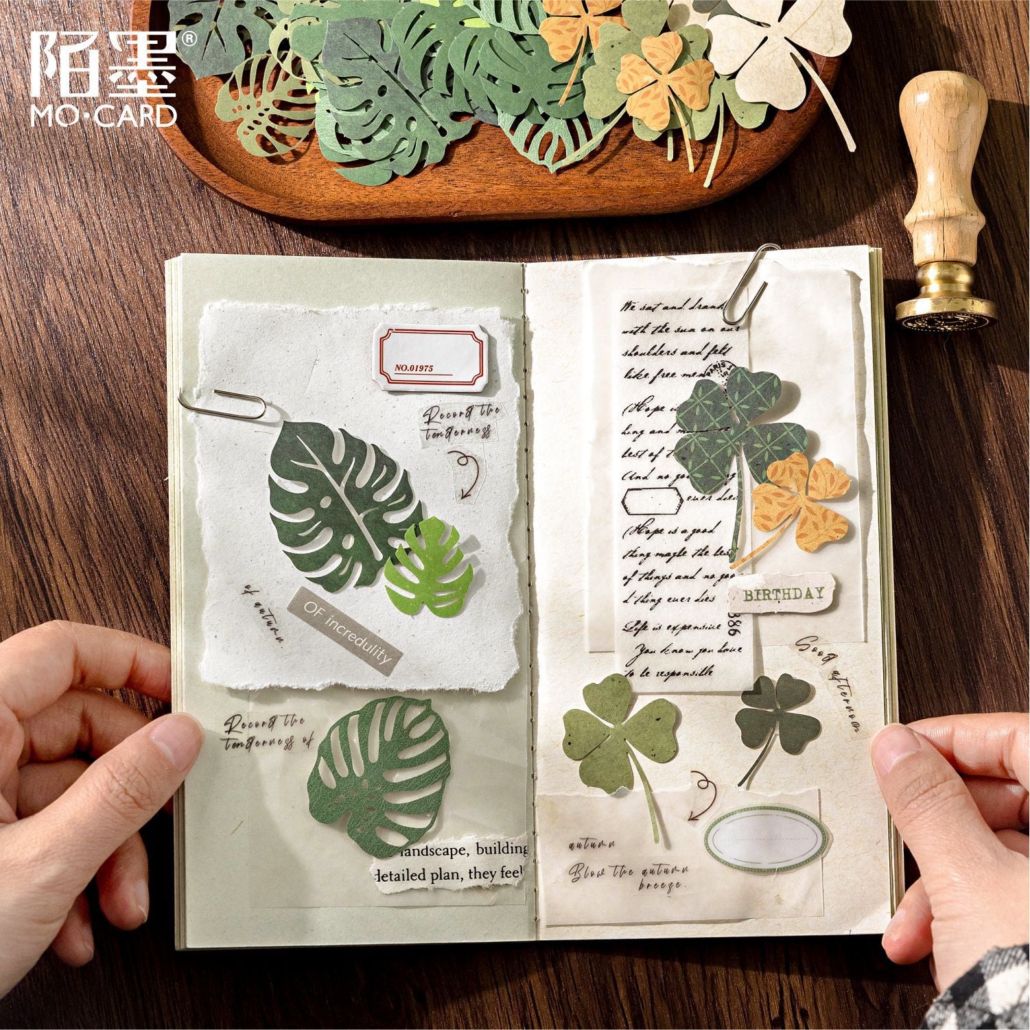 White Kraft Paper Hollow Material - Leaf Pickup Series, 30 Sheets - ViktaShop