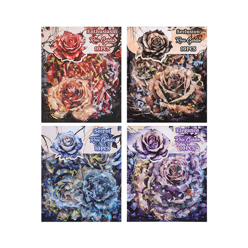 Dark Night Rose PET Stickers - Laser Shell Light Design - ViktaShop
