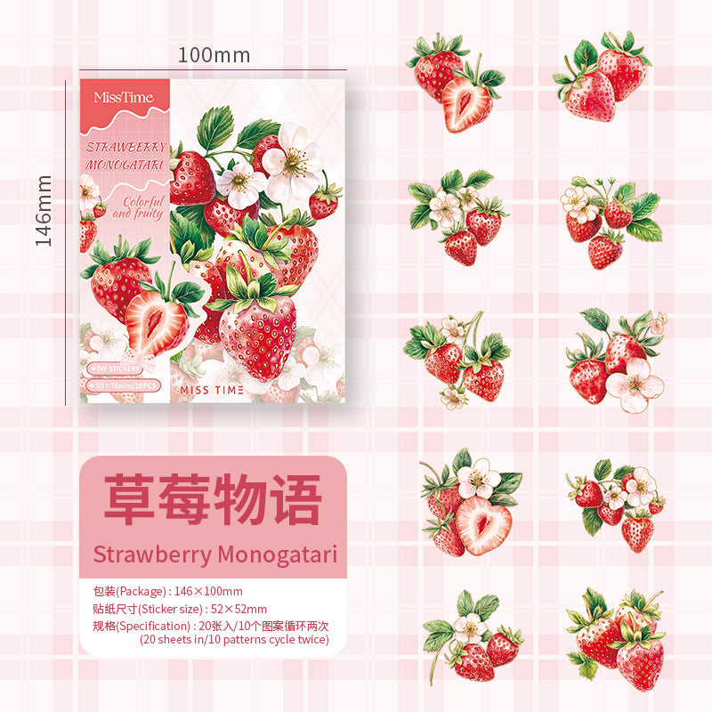 Fruit Series PET Gold Stickers - 20 Pcs - ViktaShop