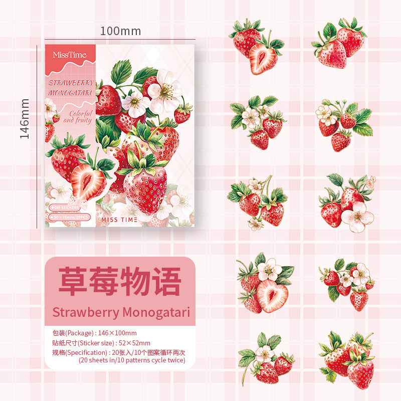 Fruit Series PET Gold Stickers - 20 Pcs