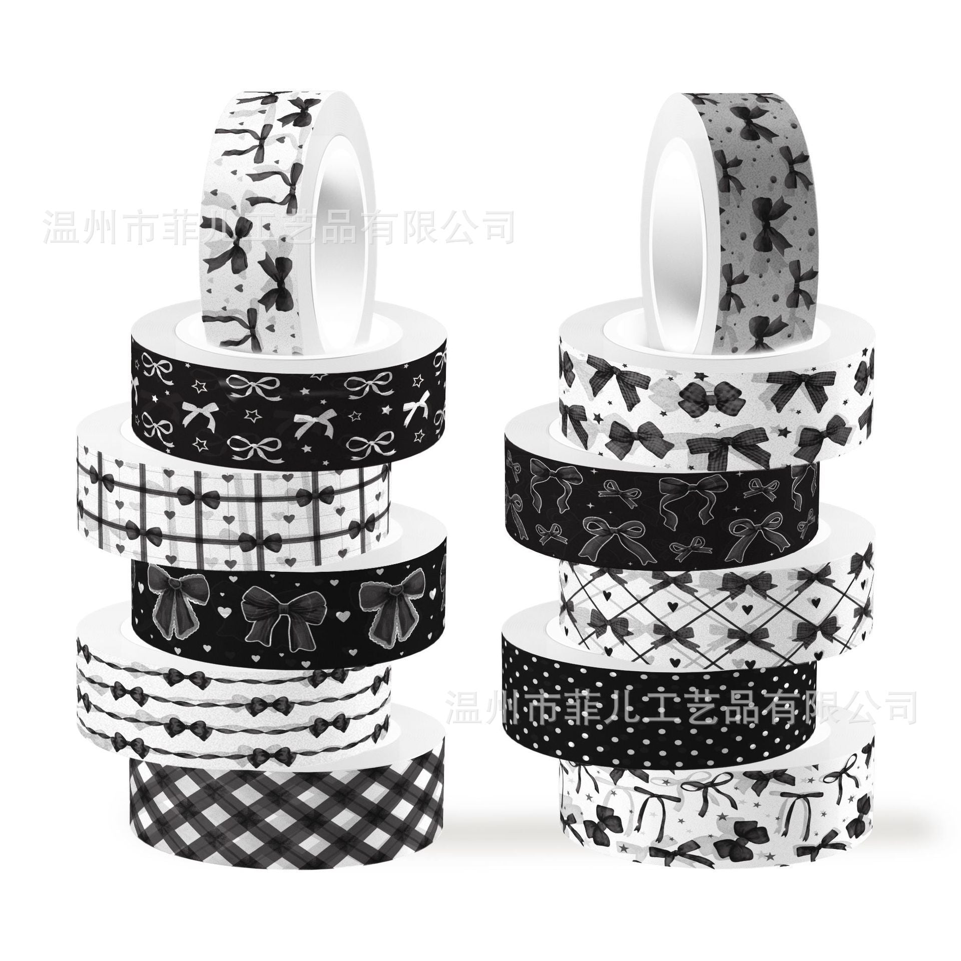 Manual de bricolaje de pegatinas y cintas de papel con lazo negro ZH108, cinta decorativa de papel gótica oscura