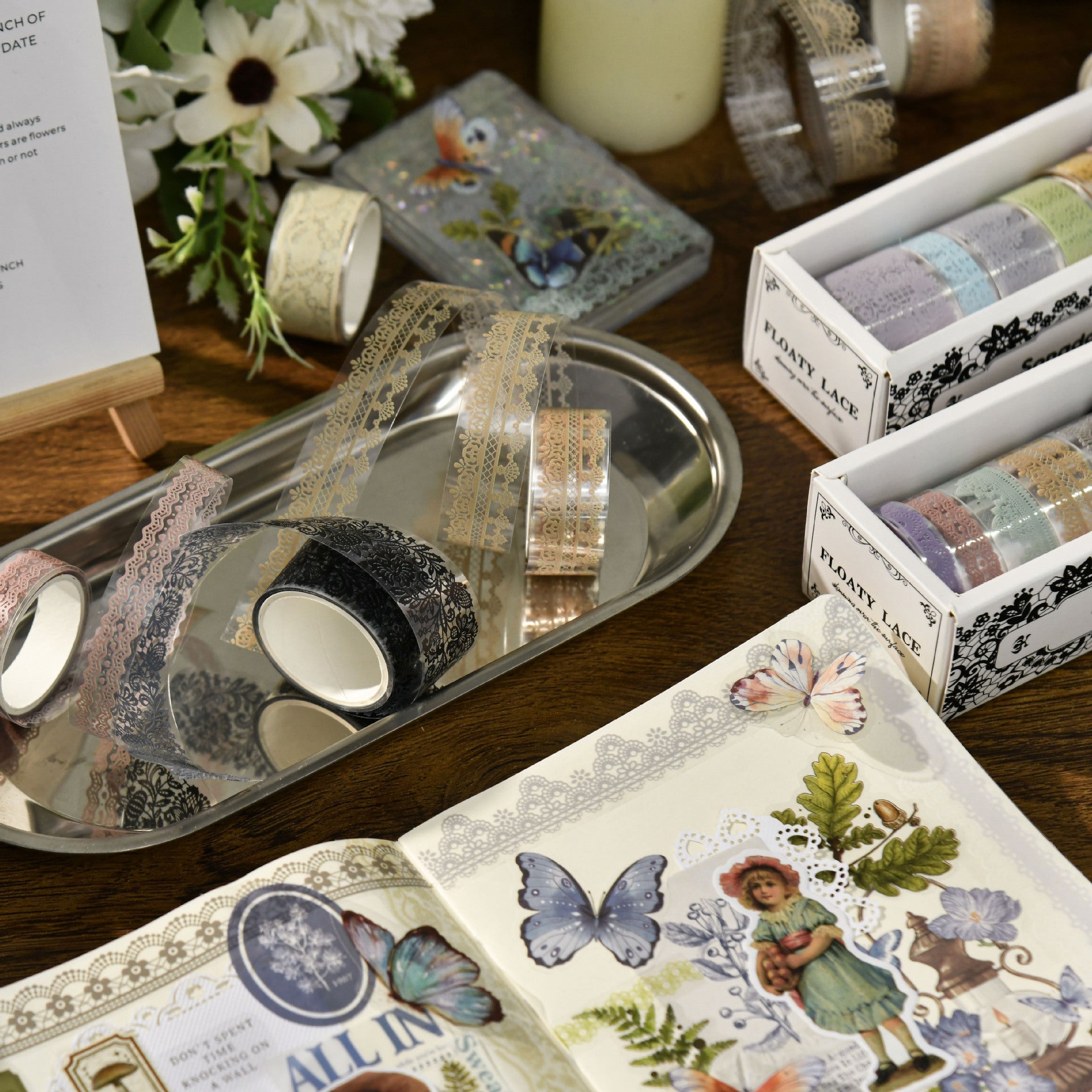 Floating Light Lace Series – Retro Style PET Tape Set, 6 Options - ViktaShop