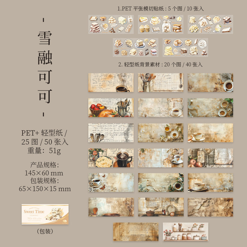 Boxed Double Material Die-Cut – Music Box & Chocolate Theme, 50 Pcs - ViktaShop