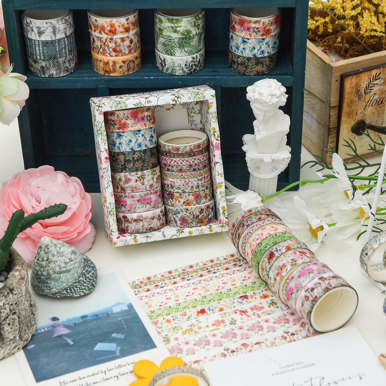 Four Seasons Series – Flower Elements Paper Tape Set, 18 Rolls - ViktaShop