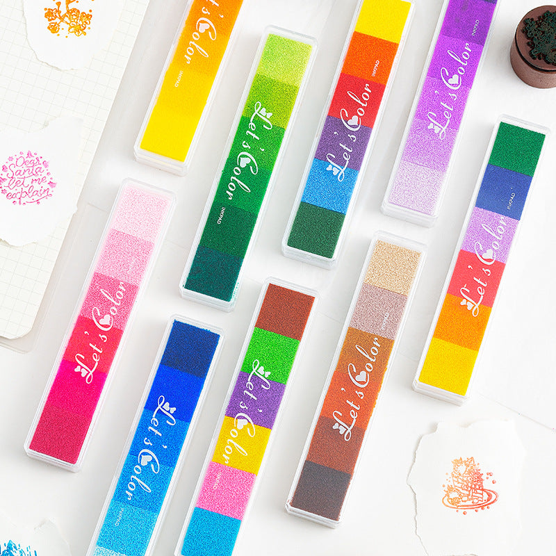 Long Strip Gradient Candy Color Ink Pad – 10 Small Pads DIY Multi-Color Printing - ViktaShop