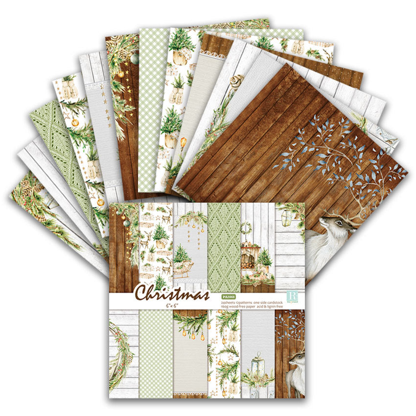 Christmas Background Pattern Paper - 24 Sheets - ViktaShop