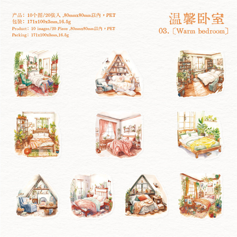 PET Sticker Pack - Daily Life Scenes, 20 Pcs - ViktaShop